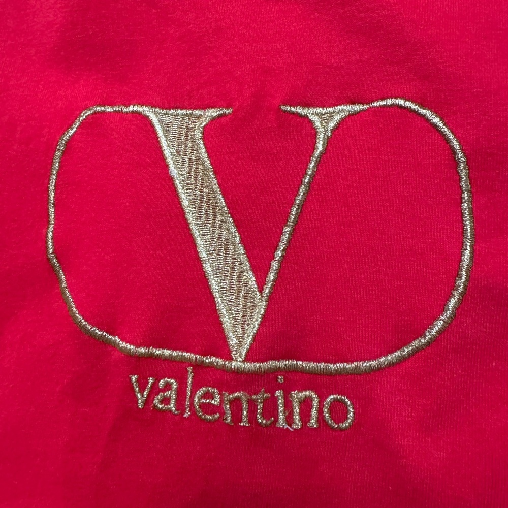 Bright red/gold Valentino “Intimo” T-shirt. Like new condition. “One size”